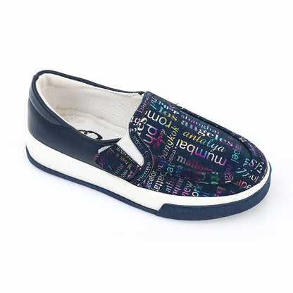 Leather Printed Slip-On Sneakers – Navy