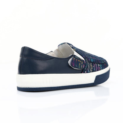 Leather Printed Slip-On Sneakers – Navy