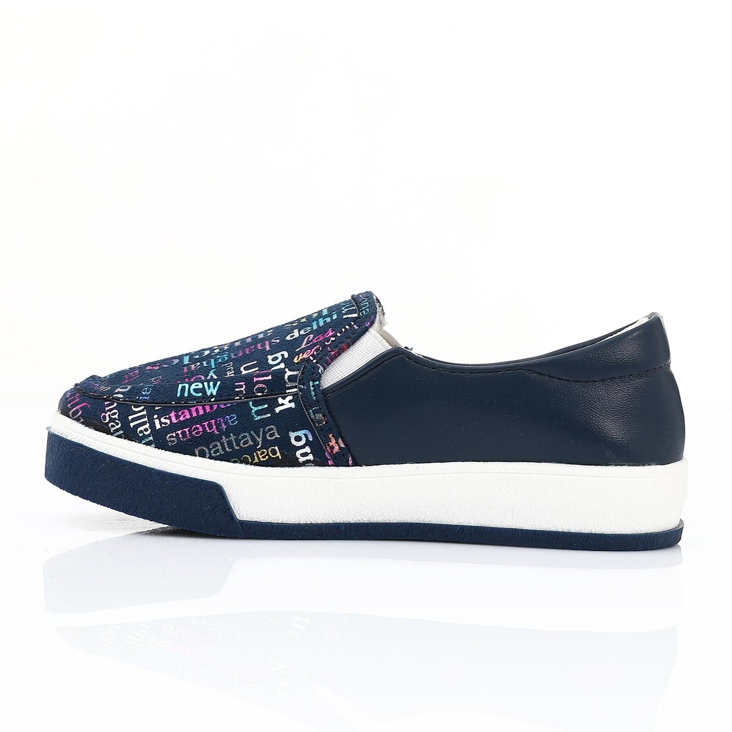 Leather Printed Slip-On Sneakers – Navy