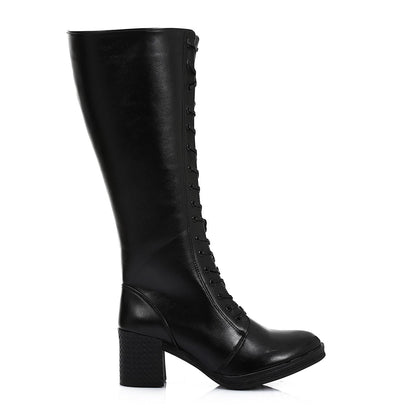 Faux Leather Boot - Black