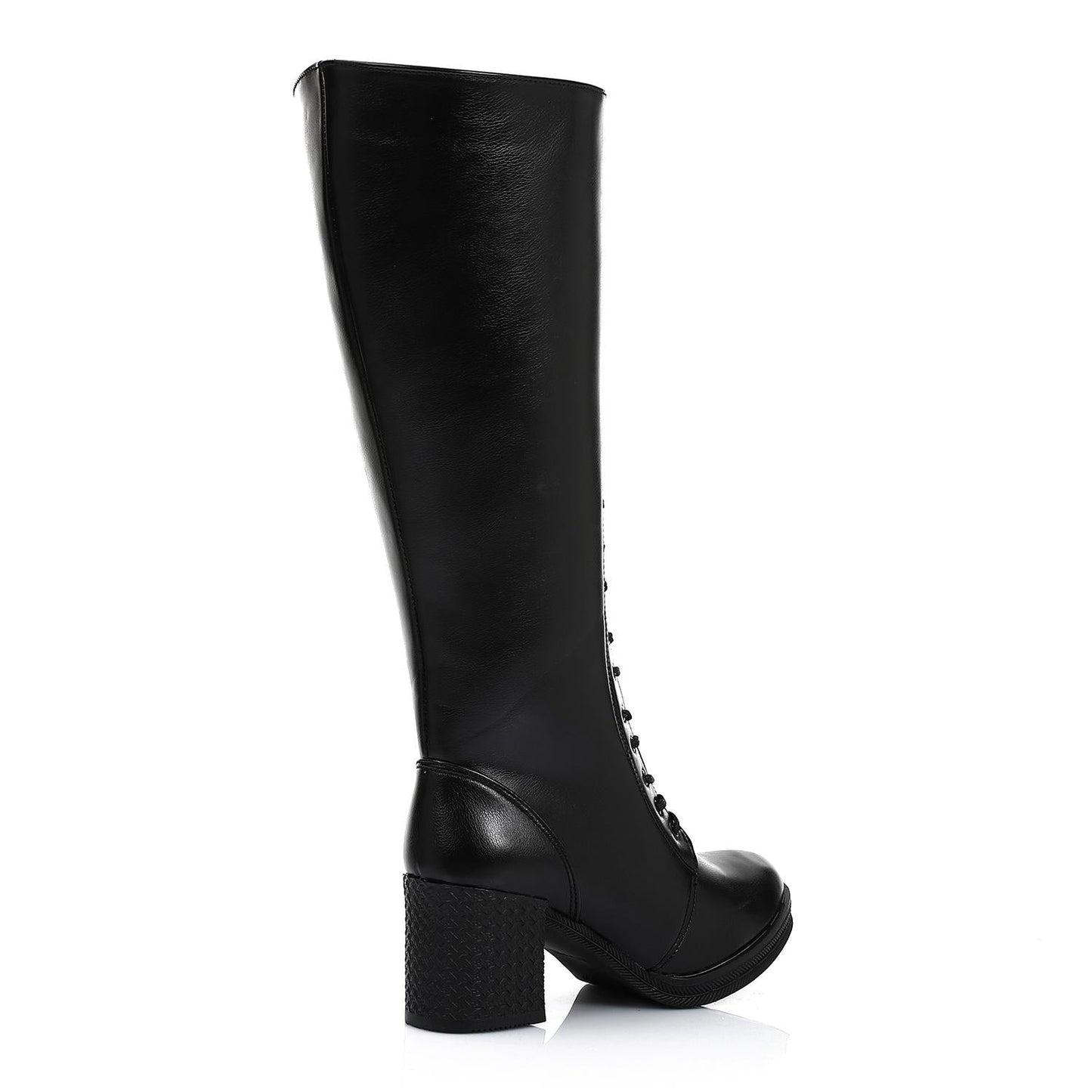 Faux Leather Boot - Black