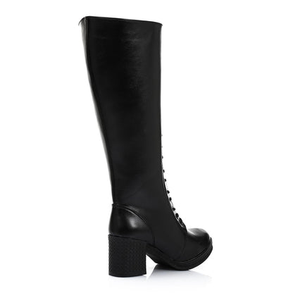 Faux Leather Boot - Black