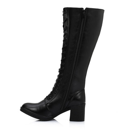 Faux Leather Boot - Black