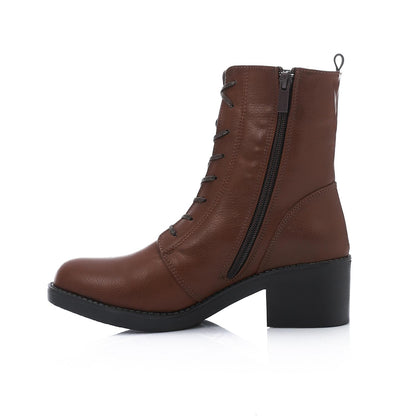Leather Ankle Boot - Brown