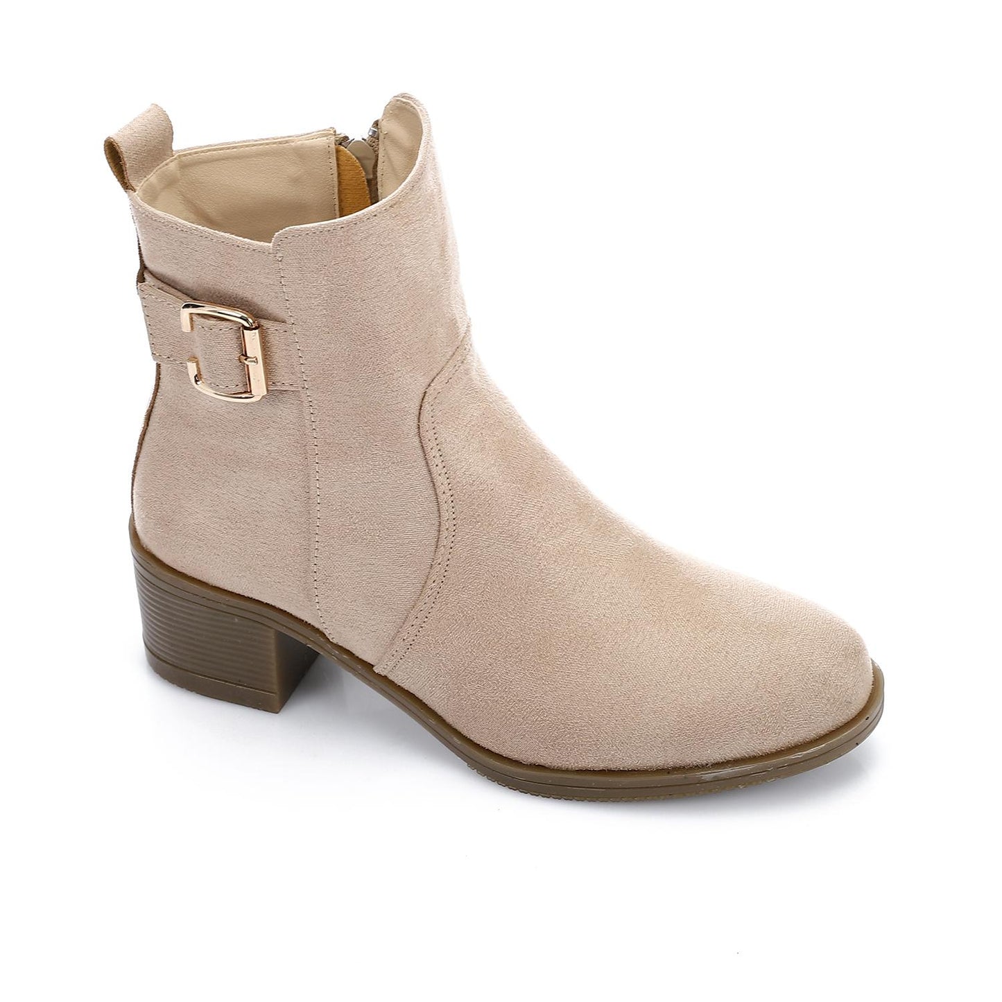 Suede Ankle Boots - Beige