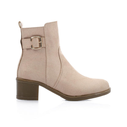Suede Ankle Boots - Beige