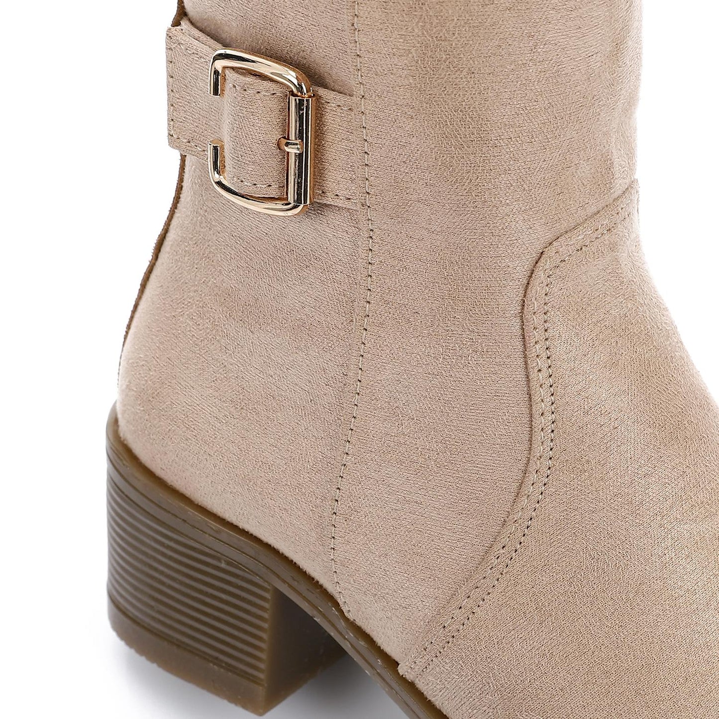 Suede Ankle Boots - Beige
