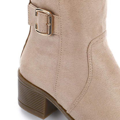 Suede Ankle Boots - Beige
