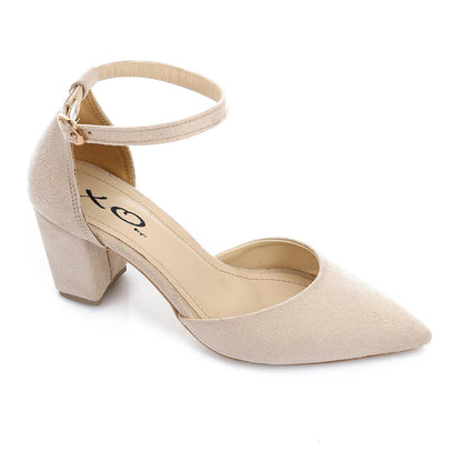 Suede Fashionable Shoes Heels - Beige
