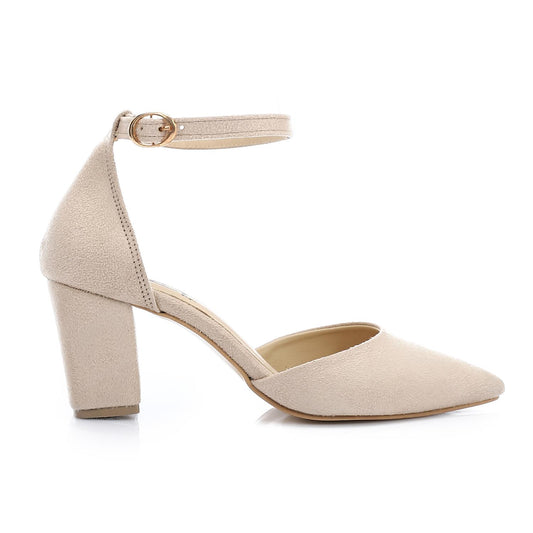 Suede Fashionable Shoes Heels - Beige