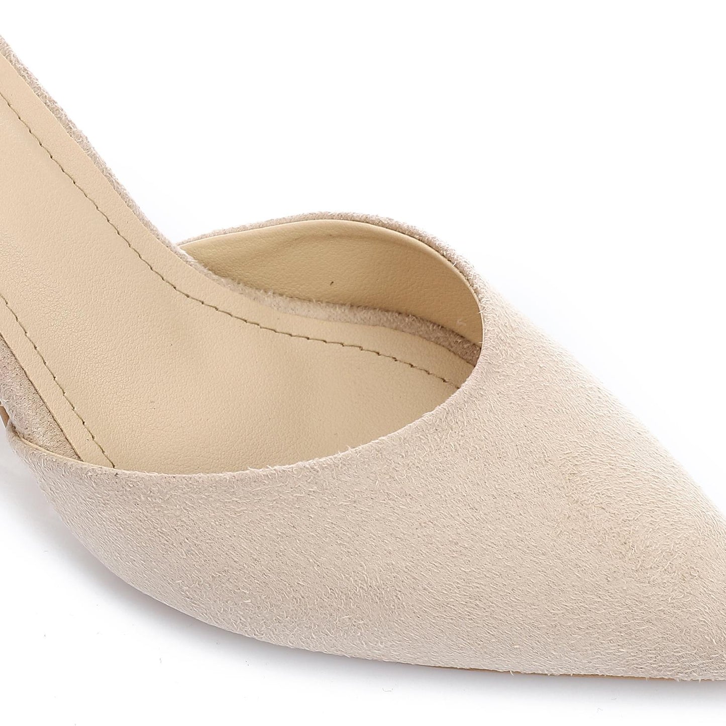 Suede Fashionable Shoes Heels - Beige