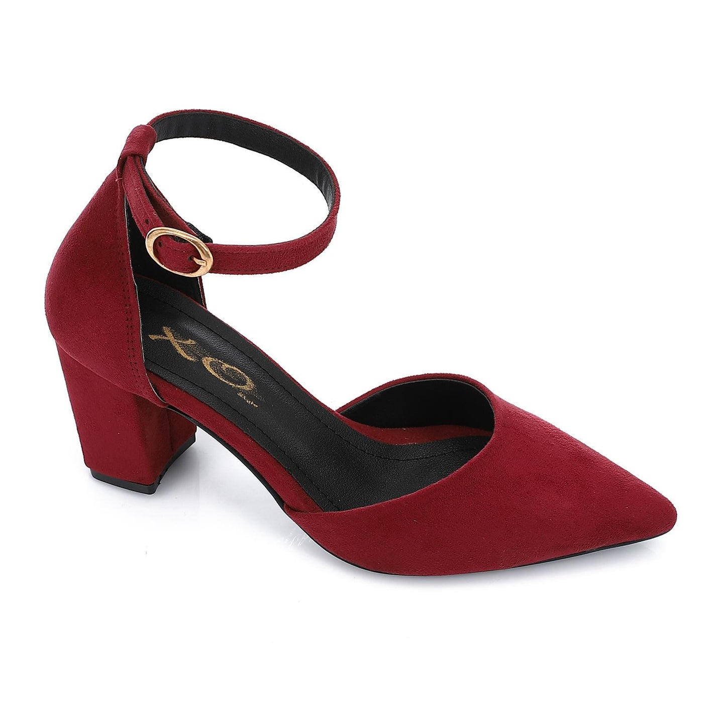Suede Fashionable Shoes Heels - Burgundy