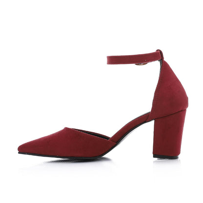 Suede Fashionable Shoes Heels - Burgundy