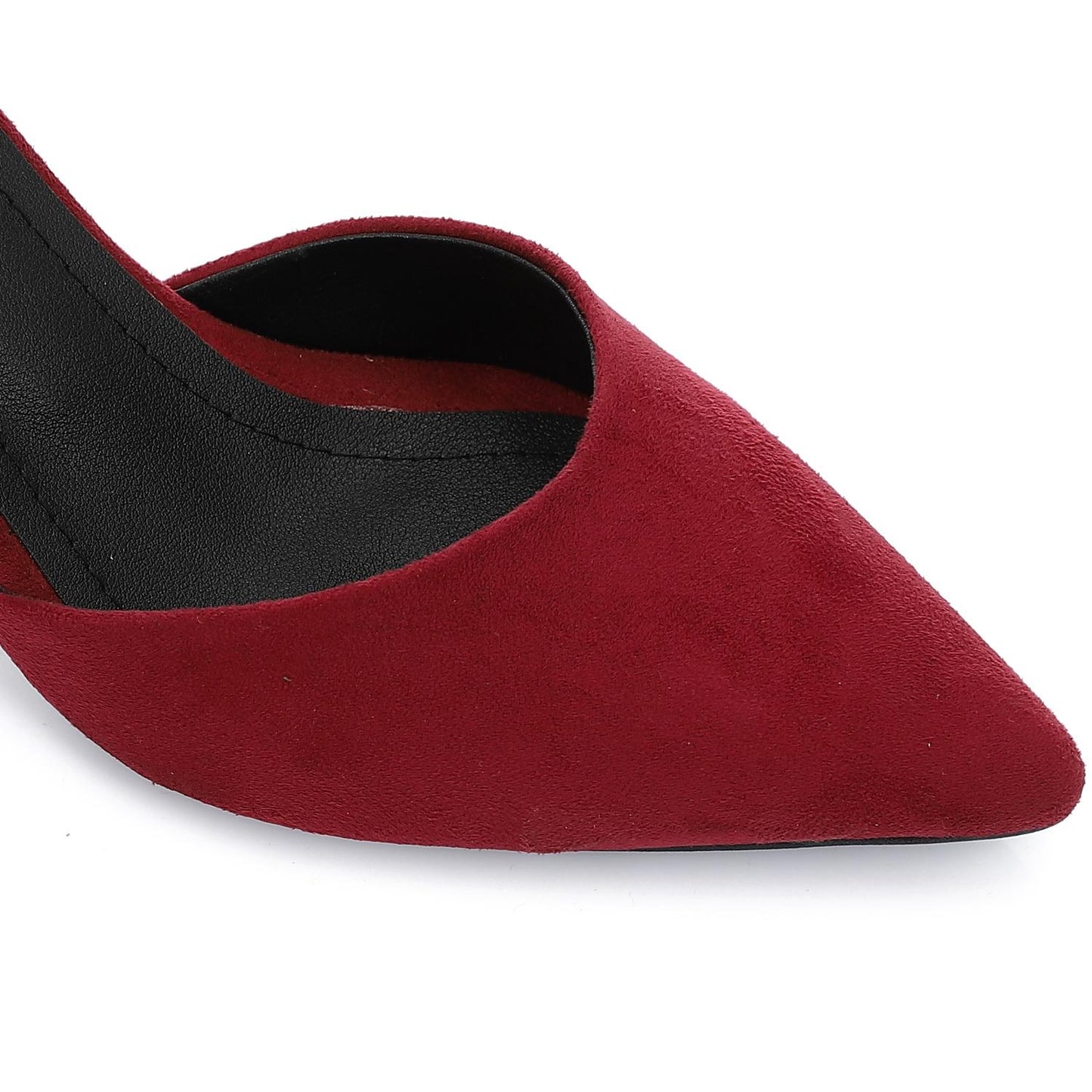 Suede Fashionable Shoes Heels - Burgundy