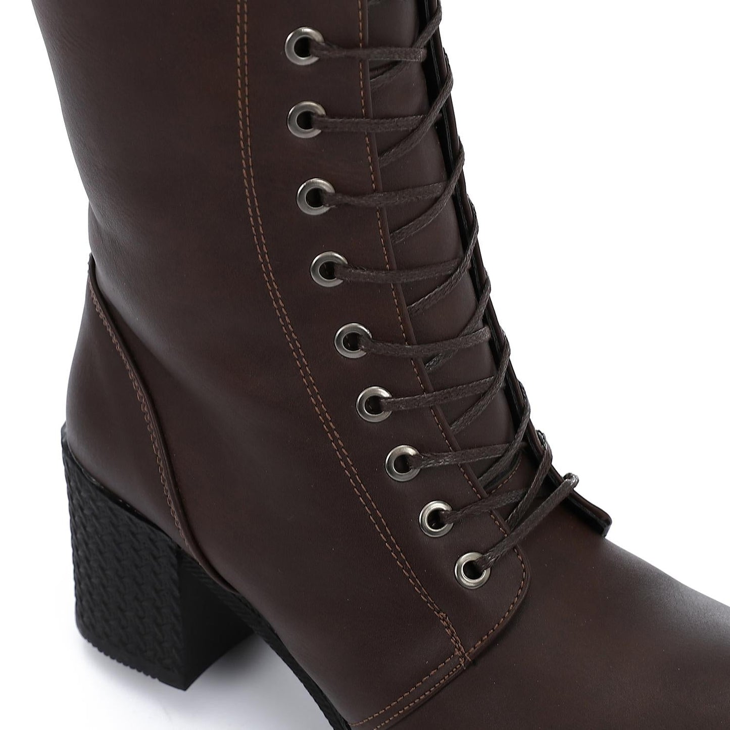 Faux Leather Wide Calf Boot - Brown