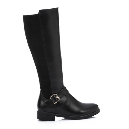 Faux Leather Boot - Black