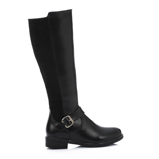 Faux Leather Boot - Black