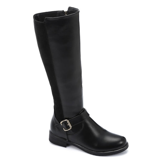 Faux Leather Boot - Black