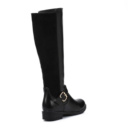 Faux Leather Boot - Black