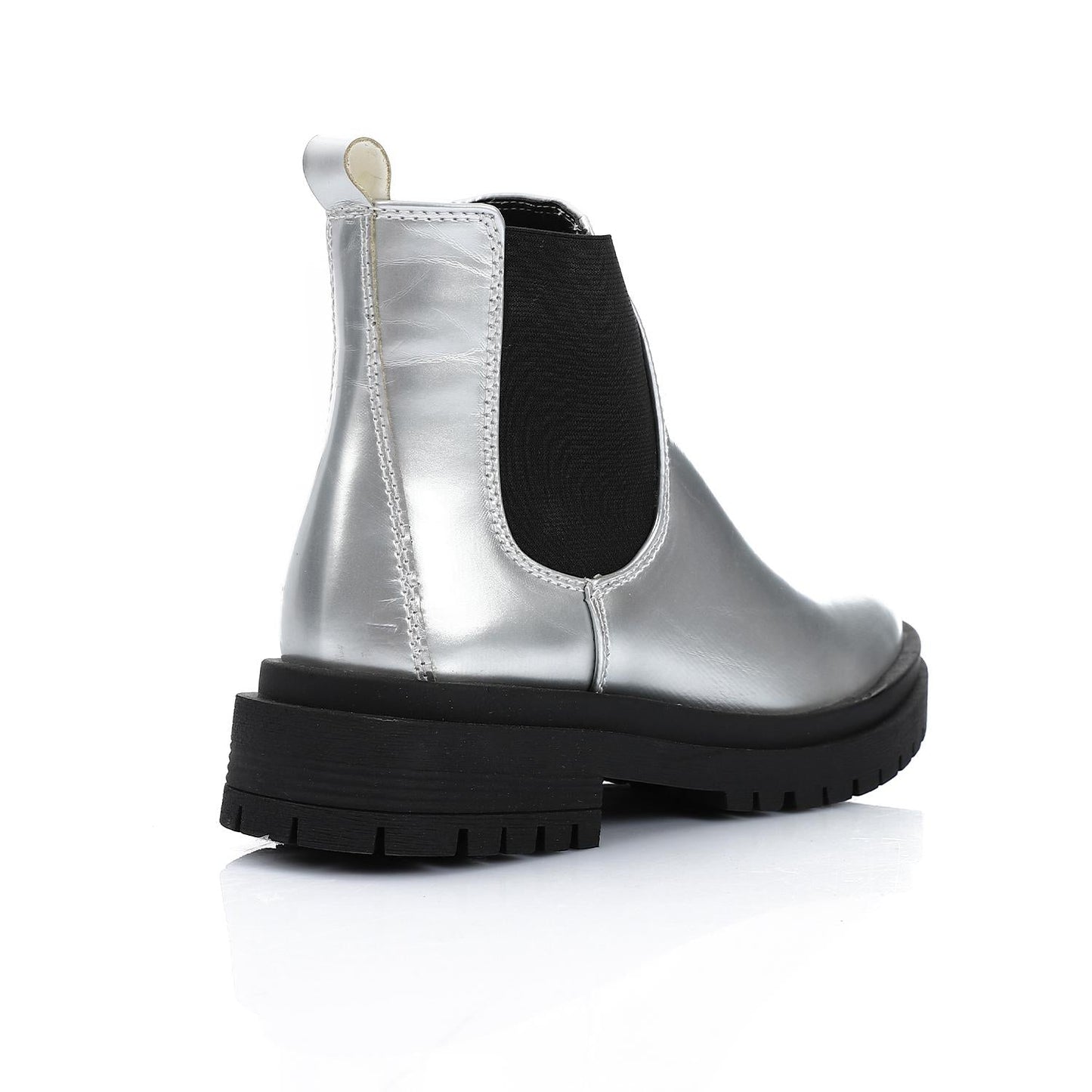 Faux Leather Solid Chelsea Boot - Silver