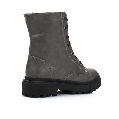 Patent Leather Solid Chelsea Boots - Grey