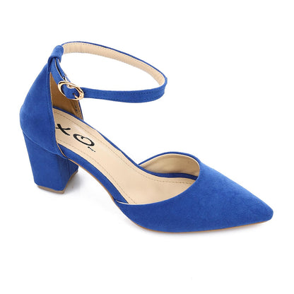Suede Fashionable Shoes Heels - Blue