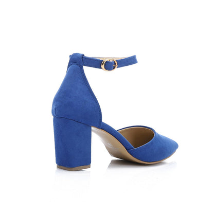 Suede Fashionable Shoes Heels - Blue
