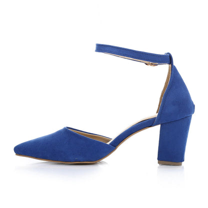 Suede Fashionable Shoes Heels - Blue