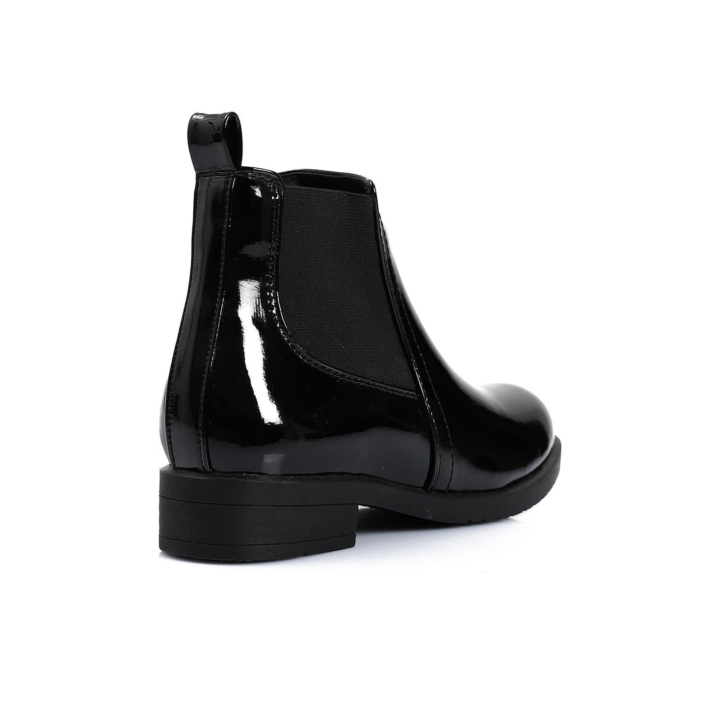Patent Leather Solid Chelsea Boots - Black