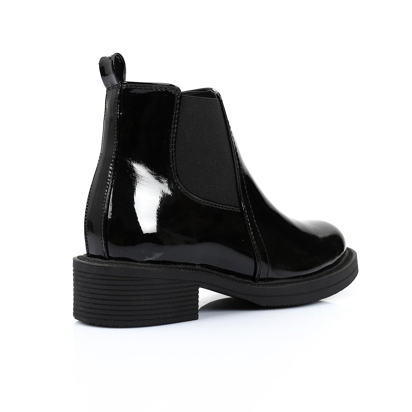 Patent Leather Solid Chelsea Boots - Black