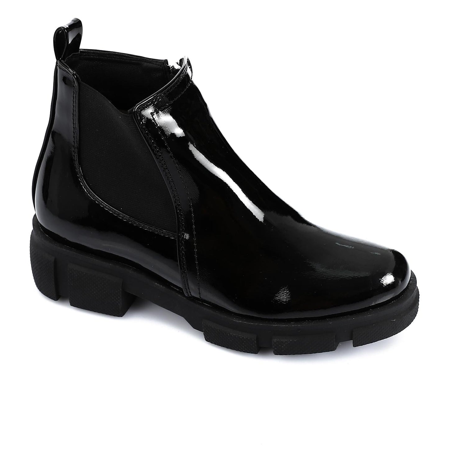 Patent Leather Chelsea Boot - Black