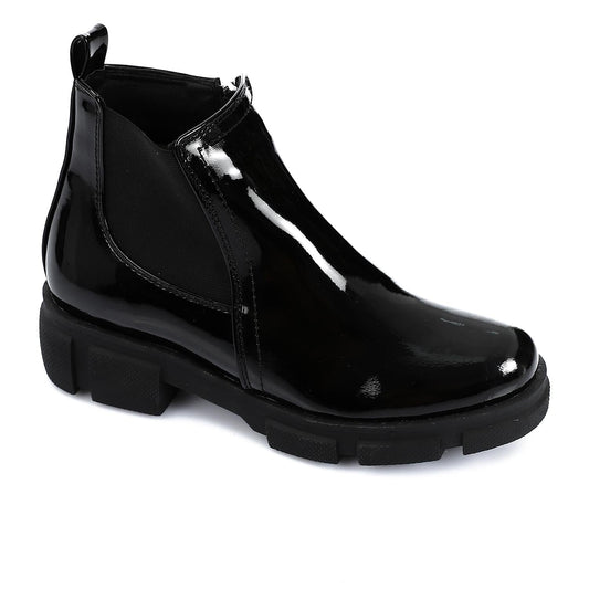 Patent Leather Chelsea Boot - Black