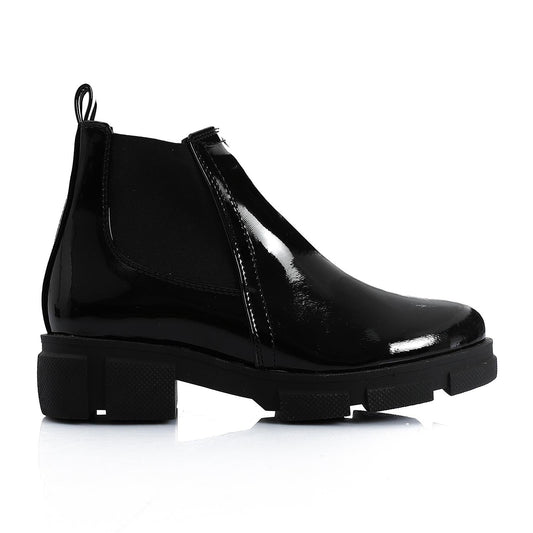 Patent Leather Chelsea Boot - Black