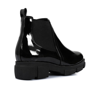 Patent Leather Chelsea Boot - Black
