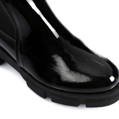 Patent Leather Chelsea Boot - Black