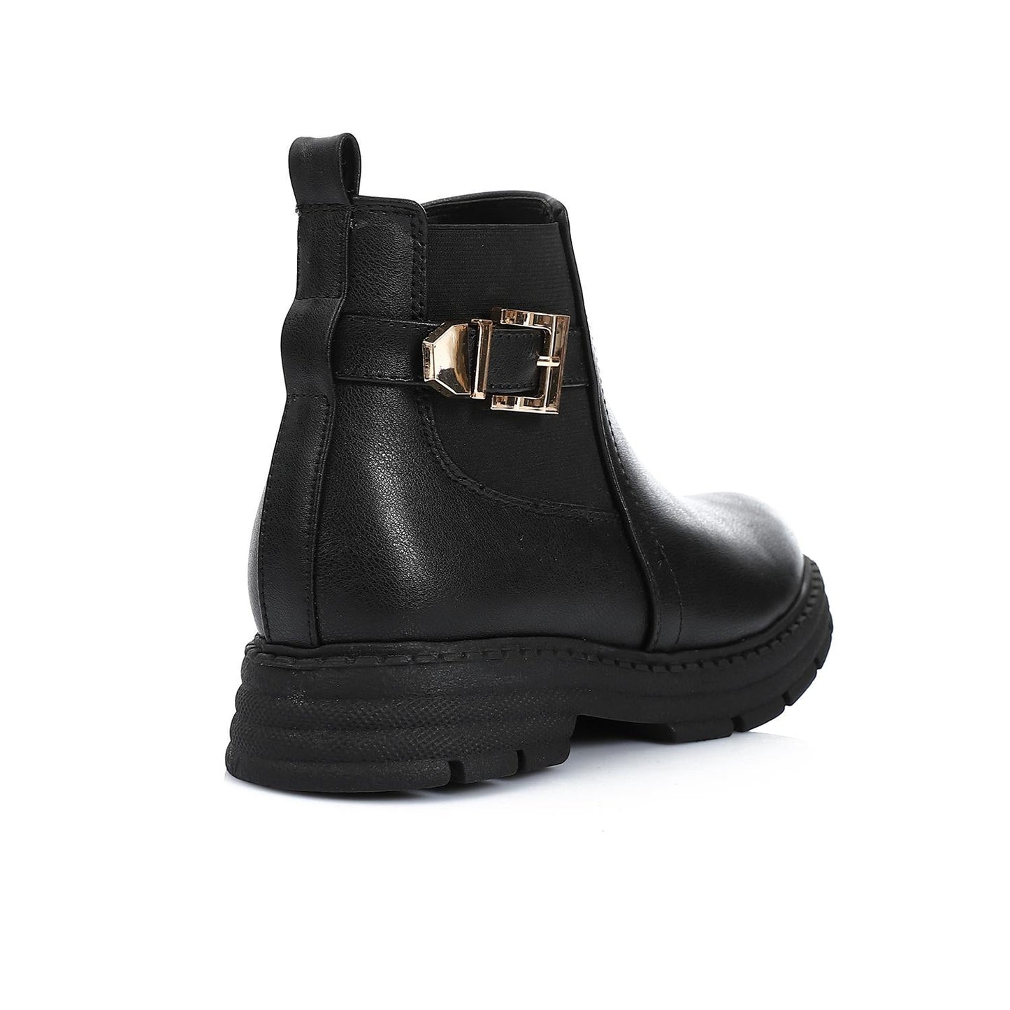 Patent Leather Solid Ankle Boot - Black