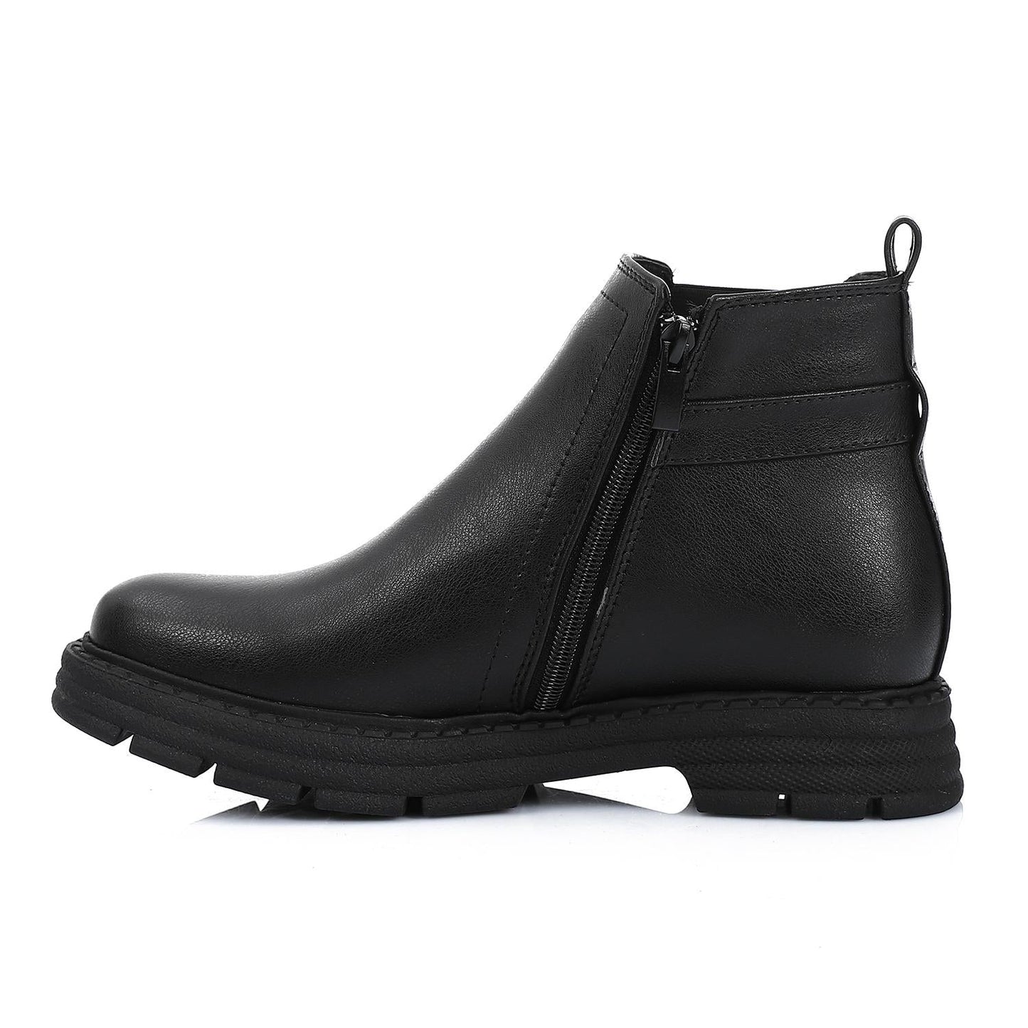 Patent Leather Solid Ankle Boot - Black