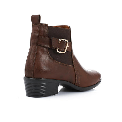 Faux Leather Croc-Embossed Solid Chelsea Boot - Brown
