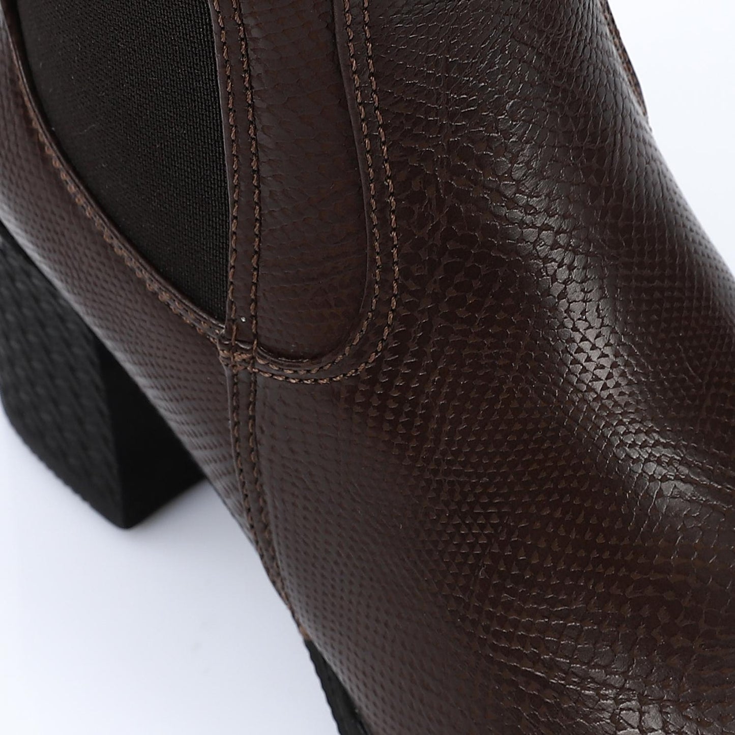 Leather Block Heeled Chelsea Boot - Brown