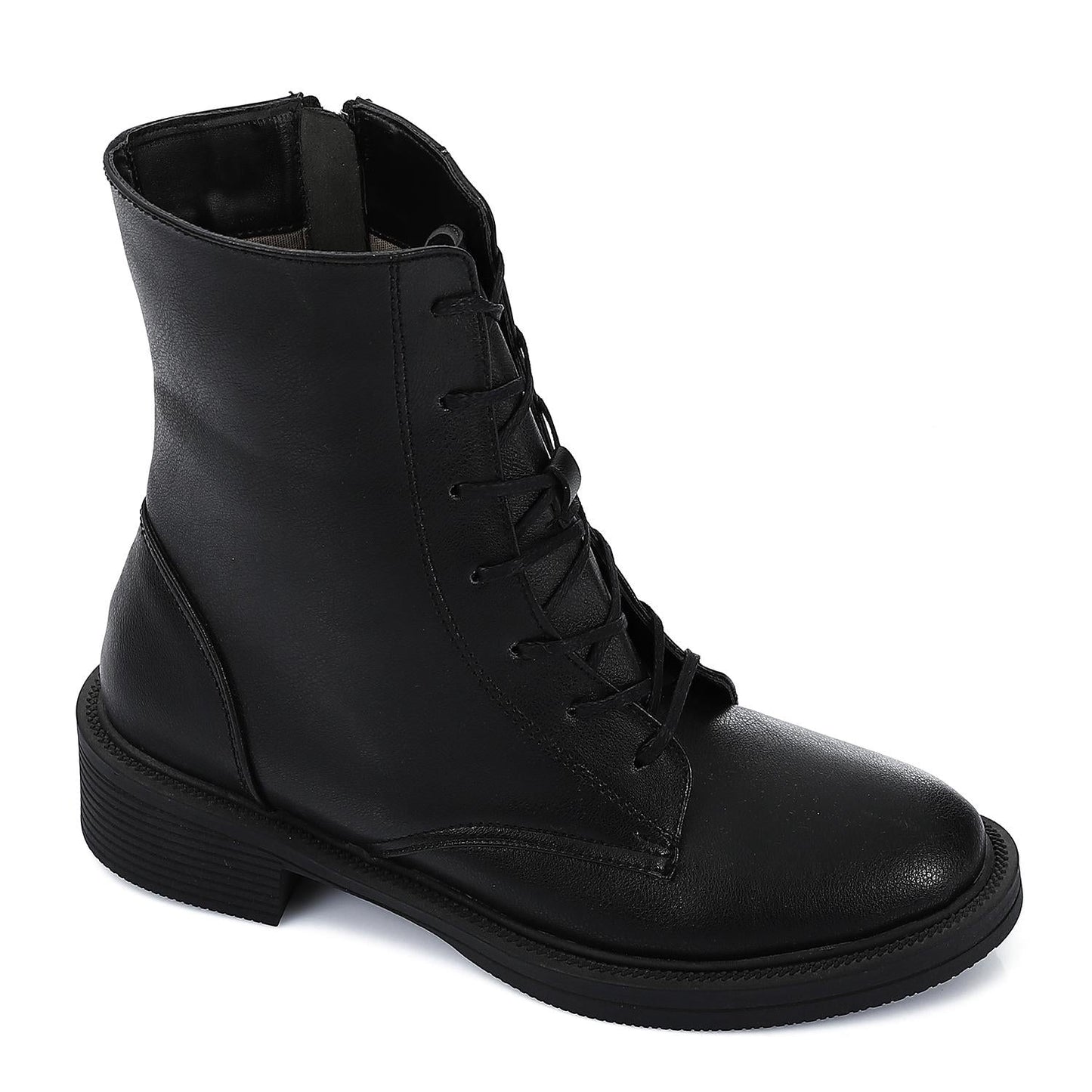 Leather Combat Boots - Black