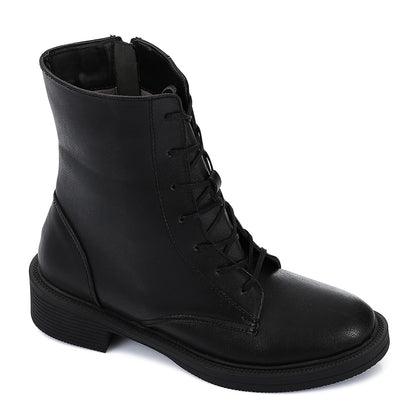 Leather Combat Boots - Black