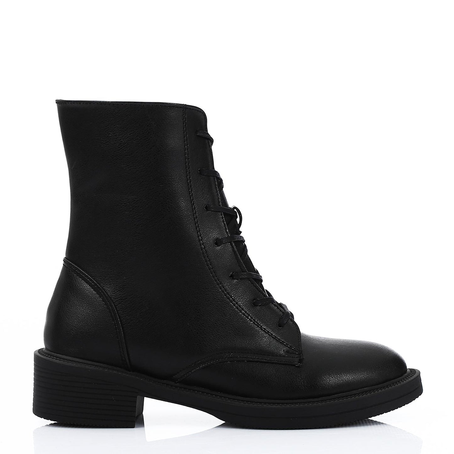 Leather Combat Boots - Black