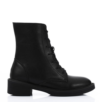 Leather Combat Boots - Black