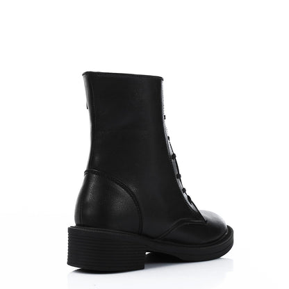 Leather Combat Boots - Black