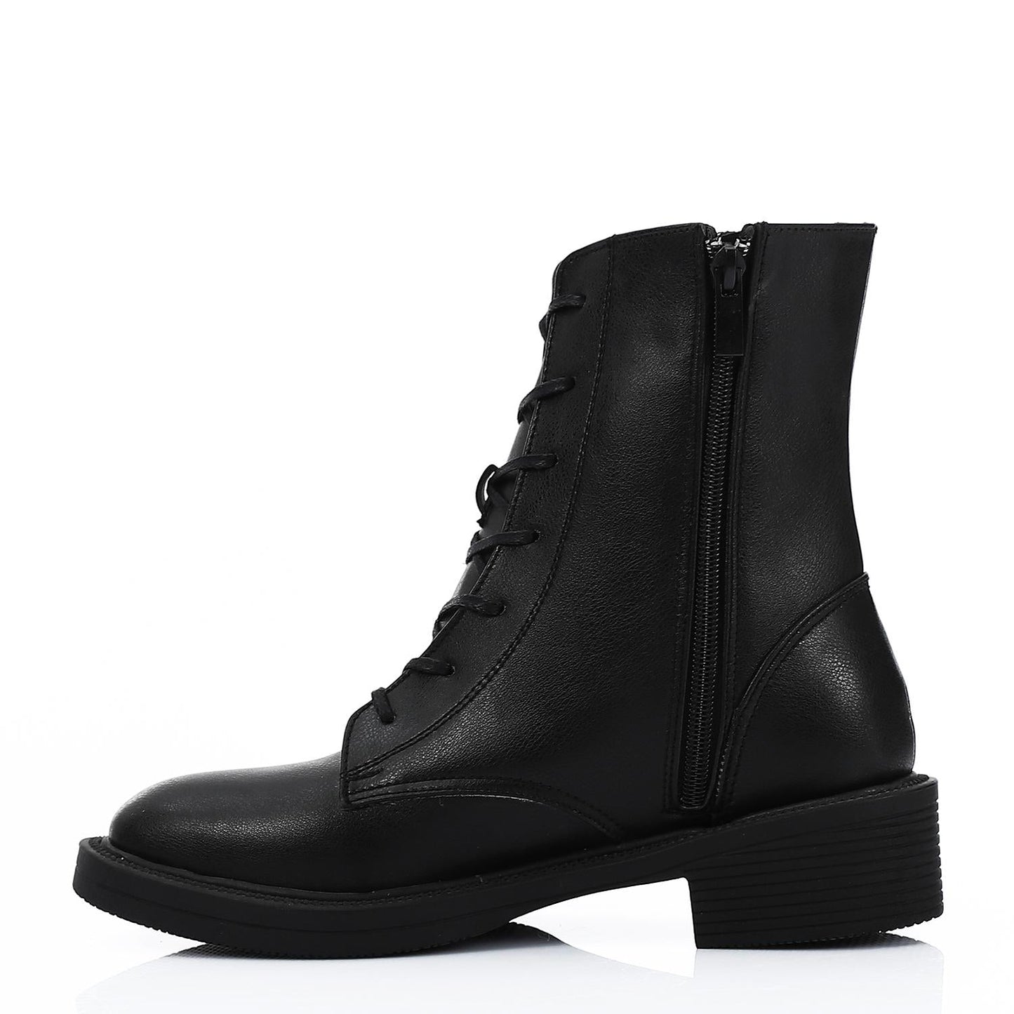 Leather Combat Boots - Black