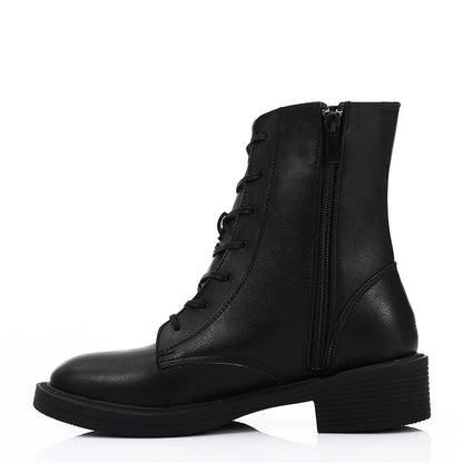 Leather Combat Boots - Black