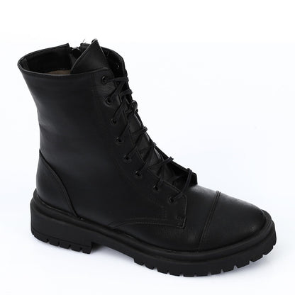 Leather Combat Boots - Black