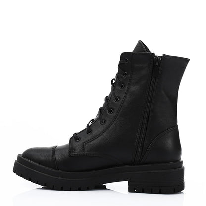 Leather Combat Boots - Black