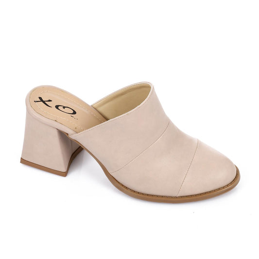 Leather Solid Mule - Beige