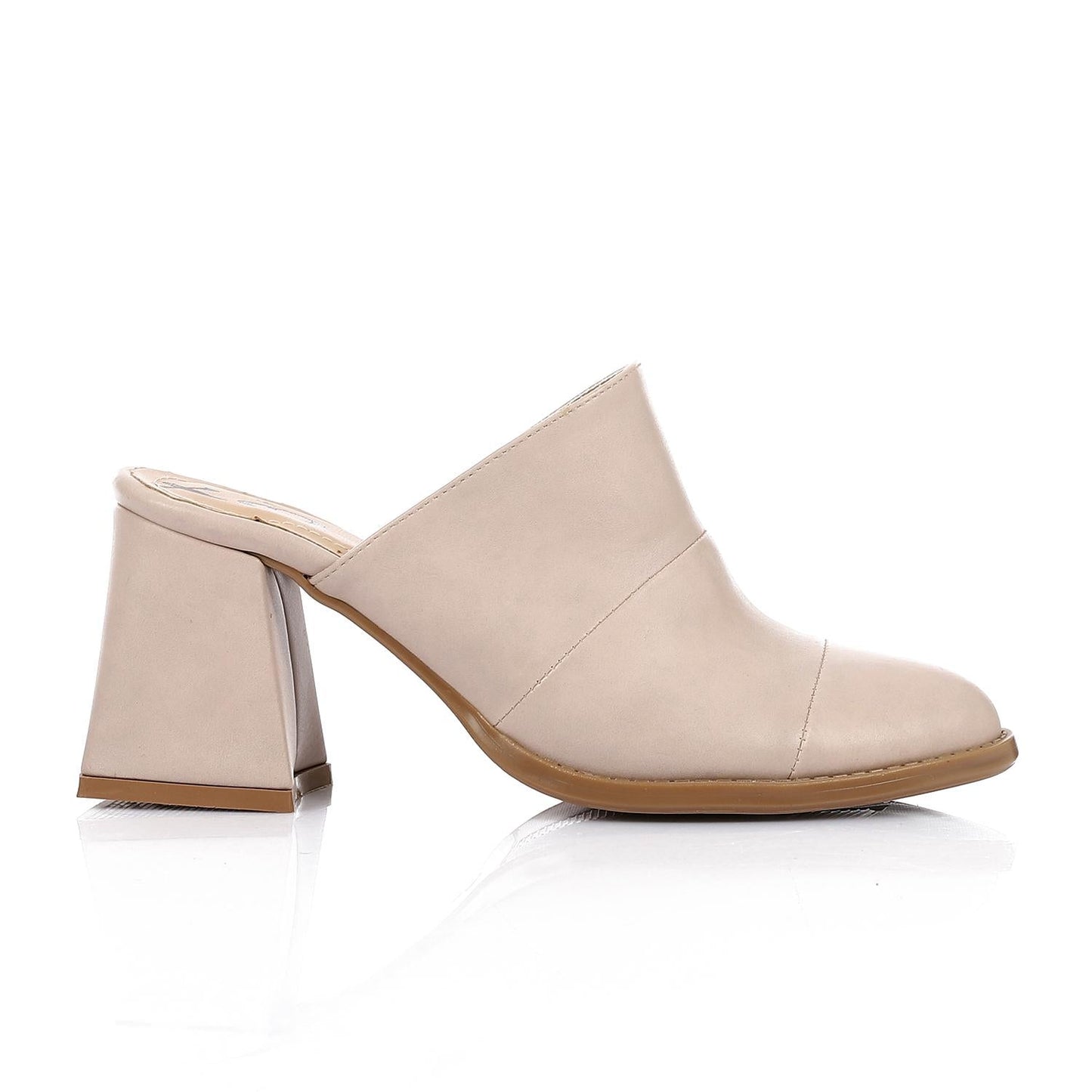 Leather Solid Mule - Beige